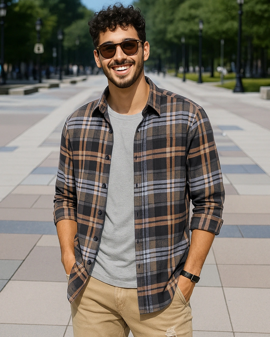 men's brown & black checked shirt men's brown & black checked shirt