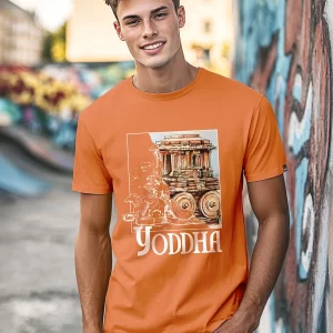 men's orange yoddha graphic printed t shirt