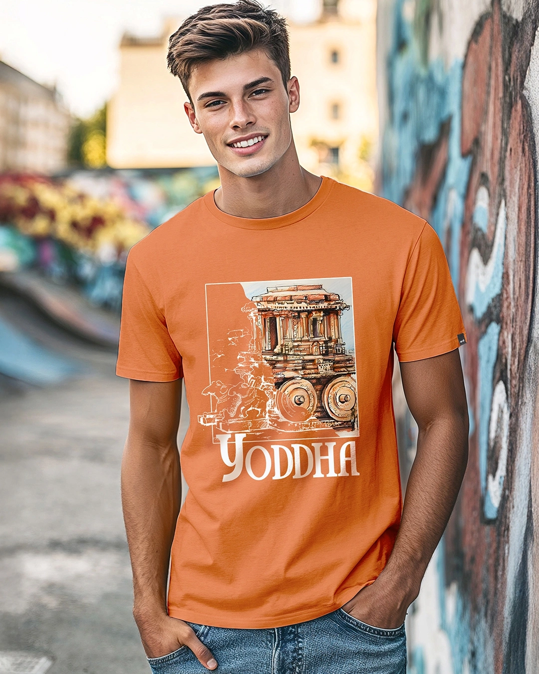 men's orange yoddha graphic printed t shirt men's orange yoddha graphic printed t shirt