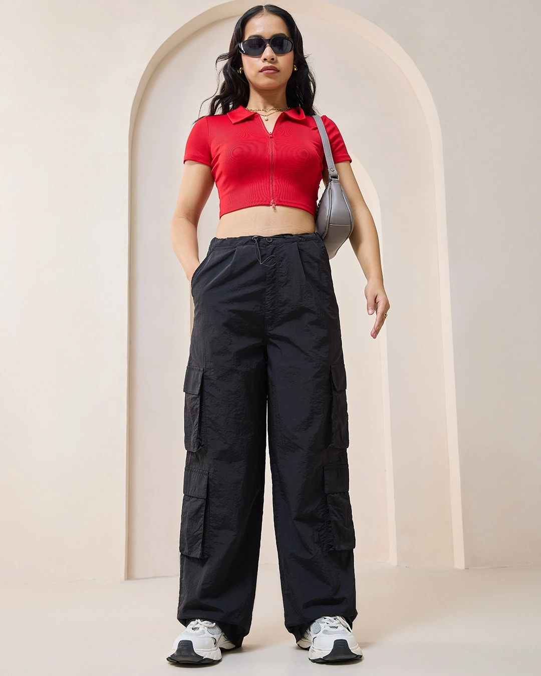 Women S Black Oversized Parachute Pants 628735 1706594389 5