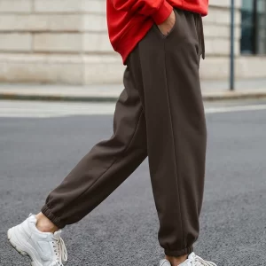 women's chocolate brown super loose fit joggers