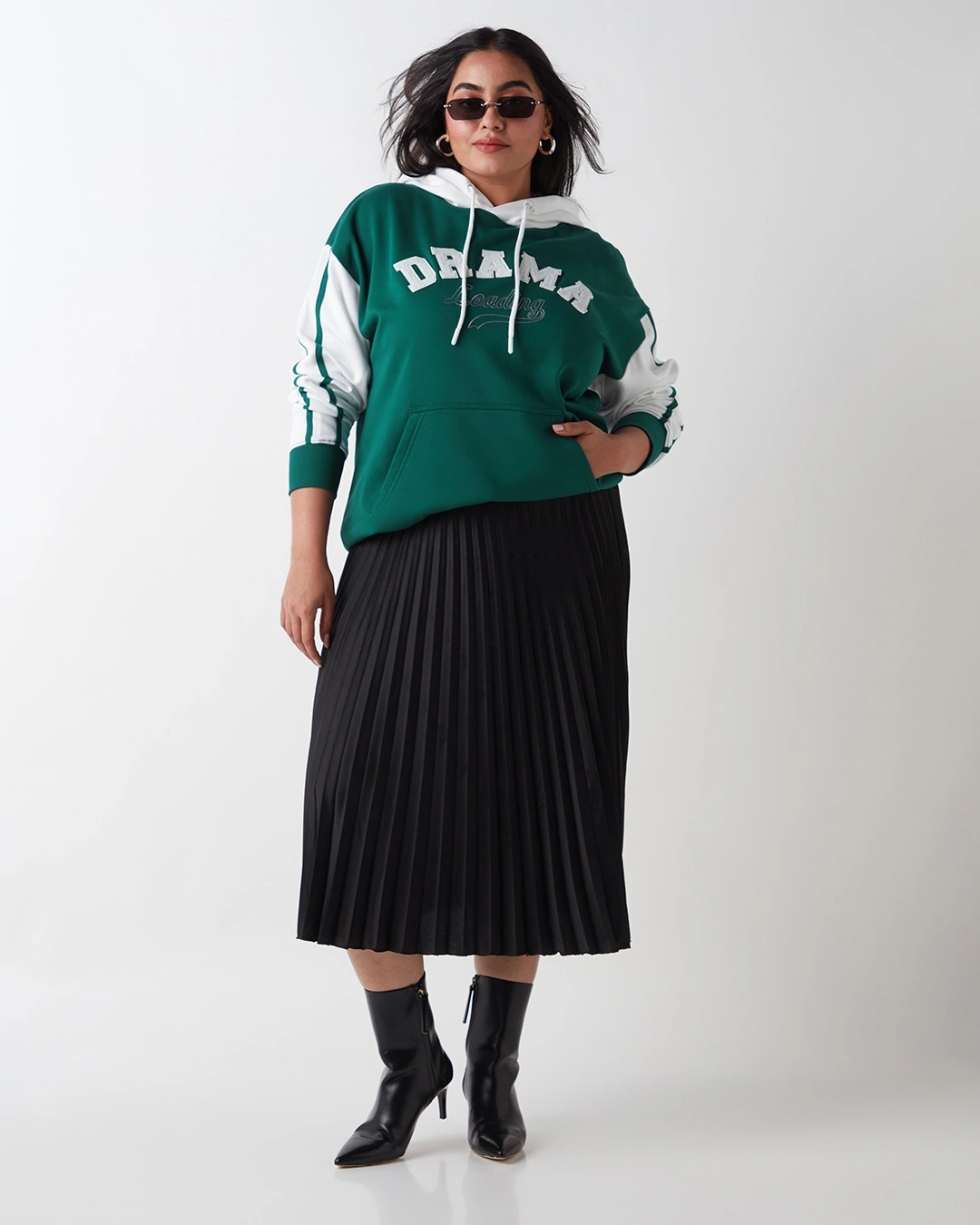 Women S Green White Typography Oversized Plus Size Hoodies 641031 1735206471 5