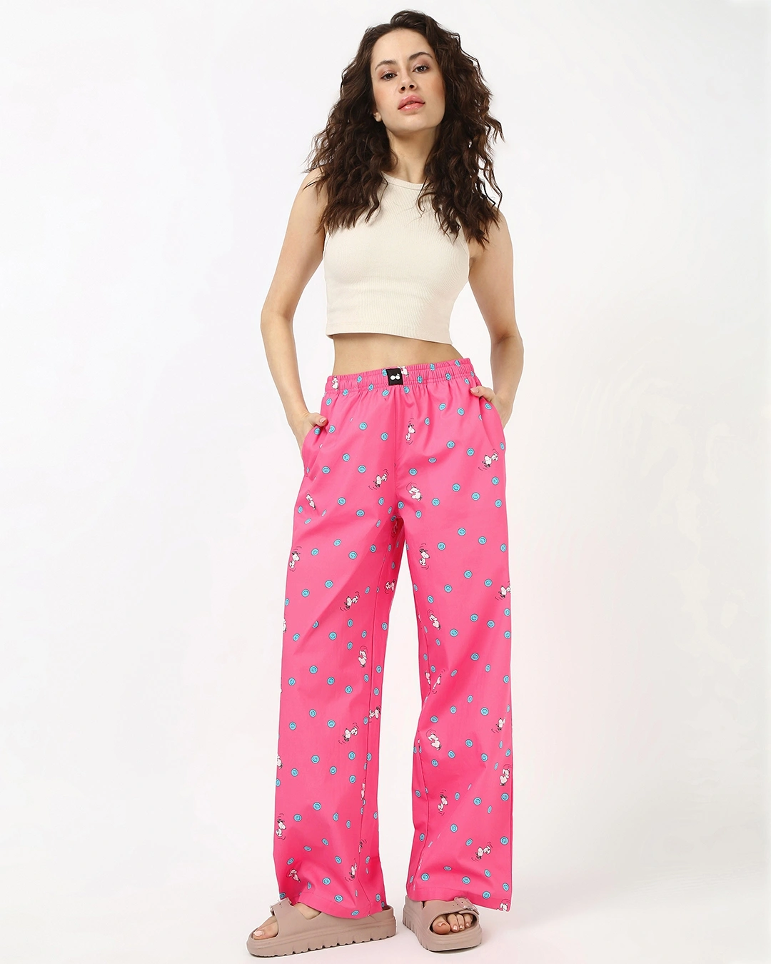 Women S Pink All Over Printed Wide Leg Pyjamas 645074 1747989721 5