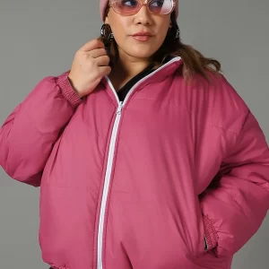women's pink & purple reversible oversized plus size jacket