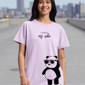 women's purple i decide my vibe graphic printed boyfriend fit t shirt