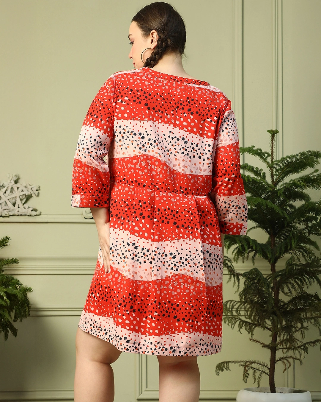 Women S Red All Over Printed Plus Size Mini Dress 677679 1747228845 4